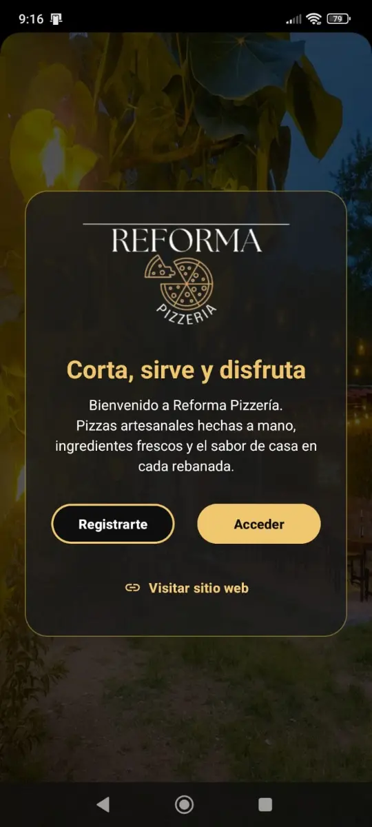 Vista previa de la app de Reforma Pizzería